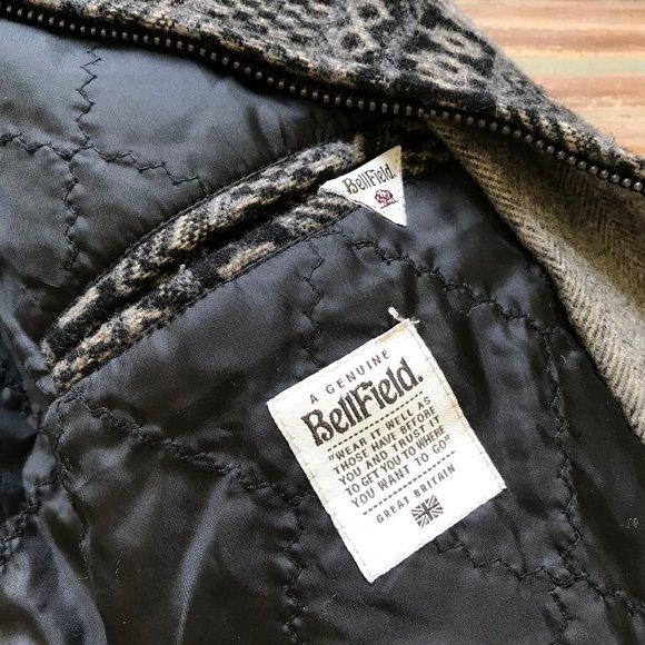 Bellfield Wool Blend Bomber Style Lined Jacket Grey Southwestern Print - Picture 6 of 10